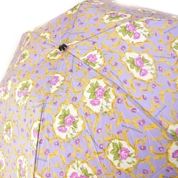 BALENCIAGA Lilac Floral & Logo Compact Umbrella mn
